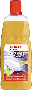 SONAX Wasch+Wax (1 Liter) gründliche Schmutzentfernung und dauerhafter Schutzfilm aus natürlichem Carnauba-Wachs | Art-N