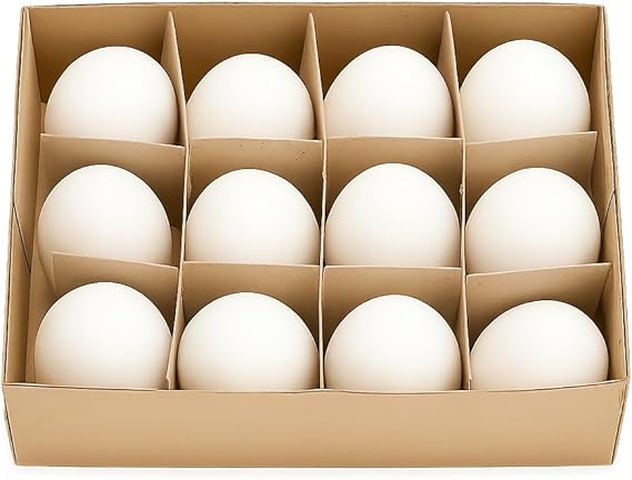 NaDeco Gänseeier groß 12 Stück | Echte ausgeblasene Ostereier weiß 7–9 cm Ø 4–5 cm | Zum Bemalen & Basteln | Mit Öffnung