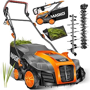 MASKO® Elektro 2in1 Vertikutierer Rasenlüfter 1800W 40cm Arbeitsbreite 55L Fangkorb mit Lüfterwalze Lüfter Moosentferner