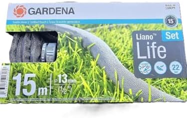 Liano Life 18445-20 Textile Hose 1/2 Inch, 15 m Set: Highly Flexible Garden Hose Made of Textile Fabric, with PVC Inner Hose, No Bending, Lightweight, Weather-Resistant