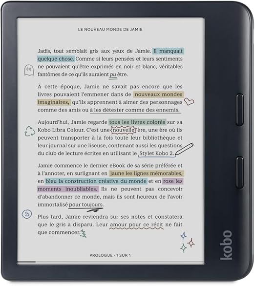 Kobo Libra Color | eReader | 7 Inch Anti-Glare Colour E Ink Kaleido™ 3 Display | Dark Mode Option | Audiobooks | Waterproof | Black