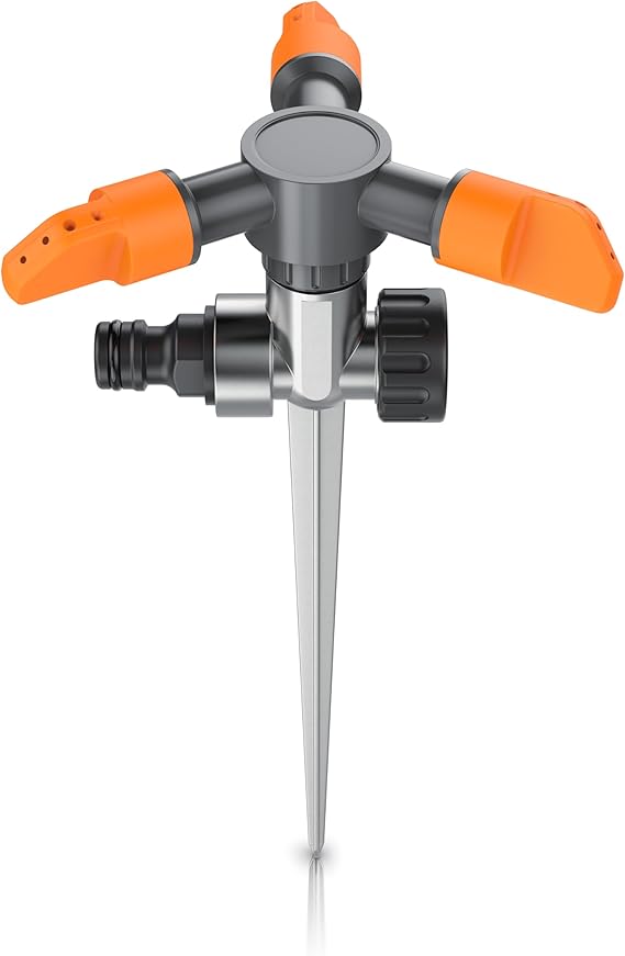 Brandson - Rasensprinkler 3 Fach - mit Erdspieß – Rasensprenger 360 Grad 3/4 Zoll - Viereckregner Flächenregner Sprühreg