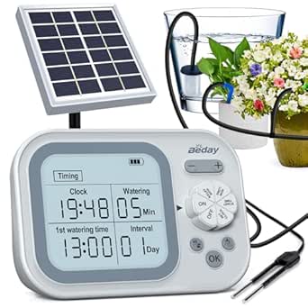 Automatisches Solar-Tropfbewässerungssystem, unabhängiger Timer, Bewässerungsset, System für 15 Topfpflanzen, geeignet f