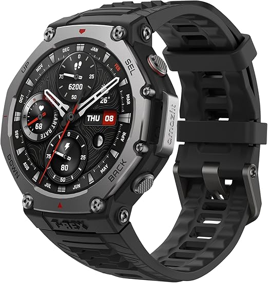 T-Rex 3 Outdoor Smartwatch 48mm AMOLED Display, Offline Karten & Navigation, 6 Satellitensysteme Dual Band GPS, 27 Tage Akkulaufzeit, NFC Zahlung, 170+ Sportmodus,45m Freitauchen für Abenteuer