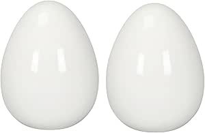 ETC Spring-like Decorative Egg Ceramic White Glossy Set of 2 Approx. 9 cm High